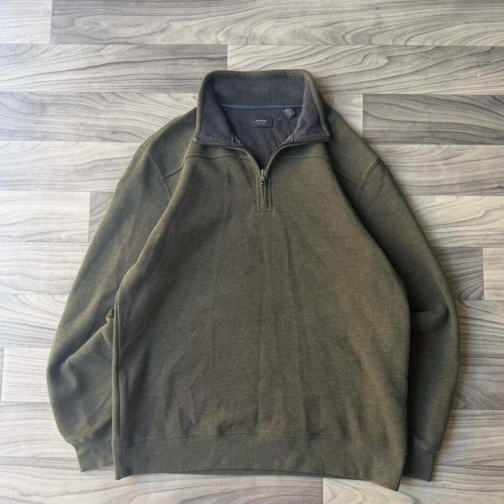 Eddie Bauer Vintage Olive Green Quarter Zip Outdoor Sweater